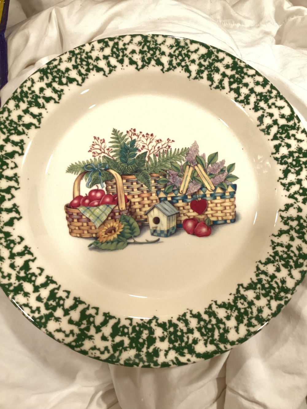 Stoneware decorative plate farm scene vintage stamped